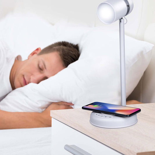 LED lamp with Speaker and Wireless Charger Grundig White 15 W 76 Lm Ø 12 x 34 cm Plastic 3-in-1-1